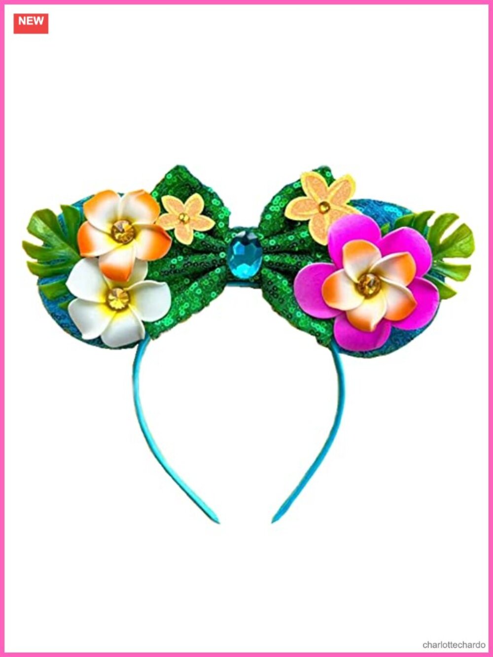 Hawaiian Headband Tropical Flower Hair Band Sequin Satin Felt Gemstone for Party
